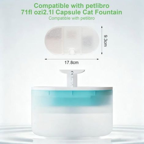 Lot de 12 filtres de fontaine pour chat compatibles avec fontaine Petlibro Capsule 2,1 l - Filtre de rechange avec résine et char (1/5)