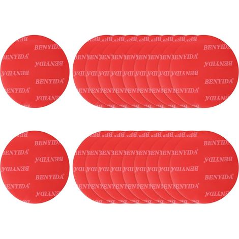 Lot de 20 pastilles adhésives double face, 5 cm de diamètre - Ruban adhésif carré en mousse imperméable et résistant à la chaleur, adapté aux parois de voiture et à la décoration intérieure, rouge. (1/5)