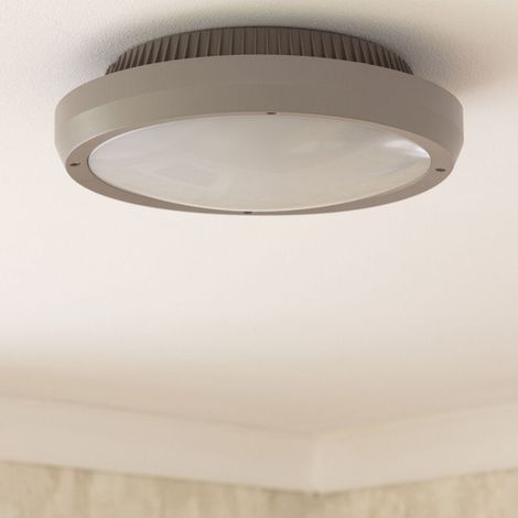 – Plafonnier d'extérieur rond étanche IP65 – Ø300 mm – Finition en PC haute qualité – 2 ampoules LED E27 – Pour balcons et façades (1/5)