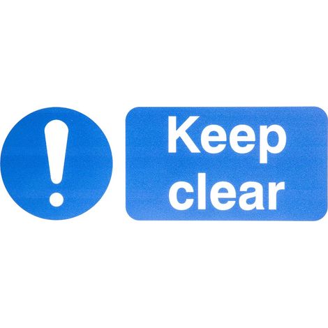 Panneau de sécurité incendie, Keep Clear, texte en Anglais, Blanc, PP ( Prix pour 1 )