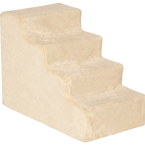 Escalera para mascotas de 4 peldaños beige con funda extraíble 60 x 35 x 44 cm (1/5)