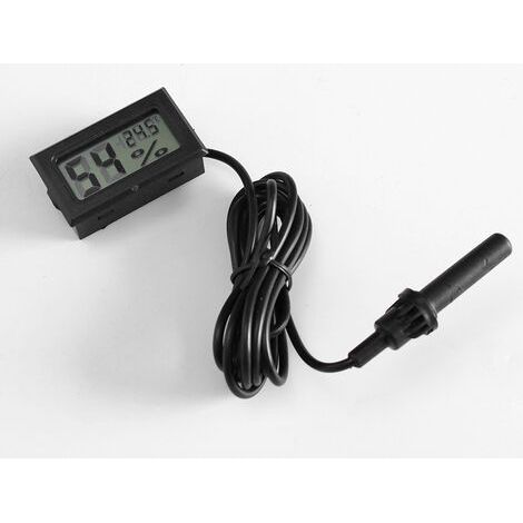 Thermomètre-hygromètre numérique LCD intégré avec sonde externe pour écloserie, aquarium, volaille et reptiles - Noir (1/4)