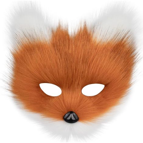 Demi-masques en peluche à motifs animaux – Renard, Loup, Chat – pour Halloween, Carnaval et Noël. (1/5)