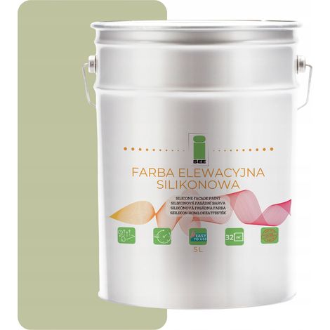Pintura de silicona para fachadas, verde pistacho claro, 5 litros + antibrillos (1/5)