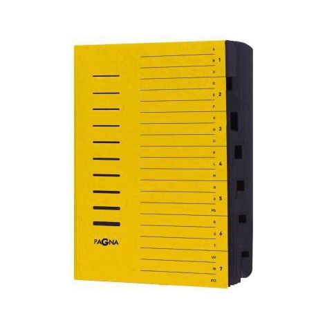 Ordnungsmappe DIN A4 240g/m² Pressspankarton Farbe: gelb Farbe des Fächerblocks: schwarz 7 Fächer (1/3)