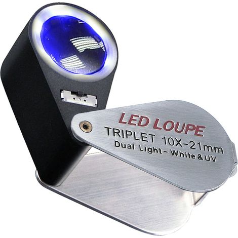 MIMOSON-Loupe de bijouterie pliable mini avec lumière UV x10 + loupe pour pierres précieuses et gemmes. (1/5)