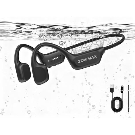 Cuffie da nuoto a conduzione ossea, IPX8, Bluetooth 6.0, 8GB MP3 Cuffie da nuoto impermeabili IPX8, cuffie sportive a orecchio aperto con lettore MP3 integrato, microfono antivento, per nuoto, corsa (1/5)