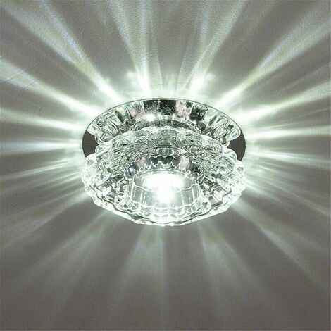 Plafonnier LED moderne et luxueux en cristal, éclairage encastré, blanc froid, idéal pour couloir, entrée ou hall. (1/4)