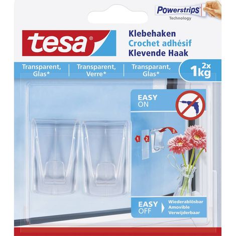 Tesa Gancio adesivo trasparente per supporto 1 kg, facile da posare (1/3)