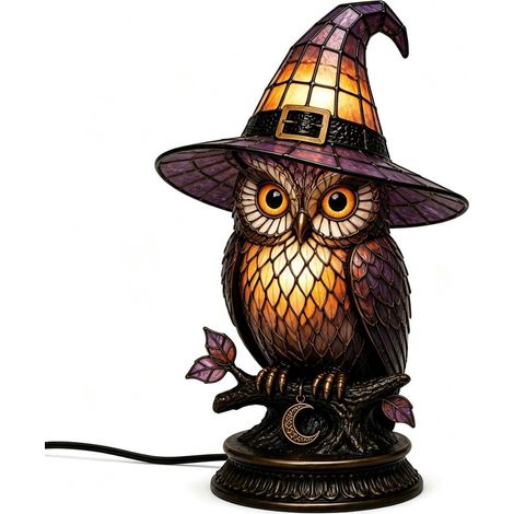 Lampe de Table Hibou Gothique Halloween, Décoration en Acrylique, Veilleuse USB pour Chambre, Salon et Maison (1/5)