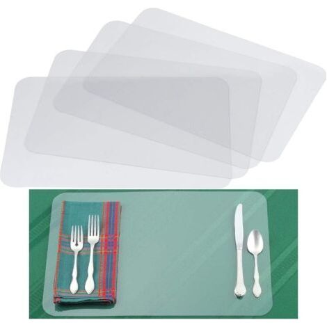 4 tovagliette trasparenti in plastica per la cucina dei bambini, riutilizzabili, trasparenti, antiscivolo e resistenti al calore (43x28 cm) (1/5)