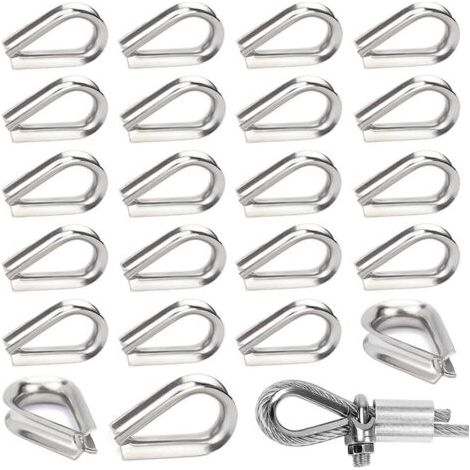 30 Pièces M6 Cosses de Câble Métallique en Acier Inoxydable 304 Cosse Coeur pour Cable Acier pour Câble Métallique 6mm (1/5)