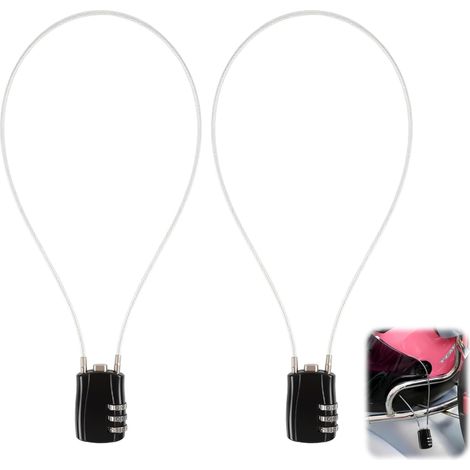 Lot de 2 Cadenas à câble Serrure à Code Sécurisée en Alliage de Zinc pour Casier Gymnase École, Casque, Valise, Boîte à Outils, Sac à Dos - Cadenas à Combinaison 3 Chiffres avec Câble Flexible 50 cm (1/5)