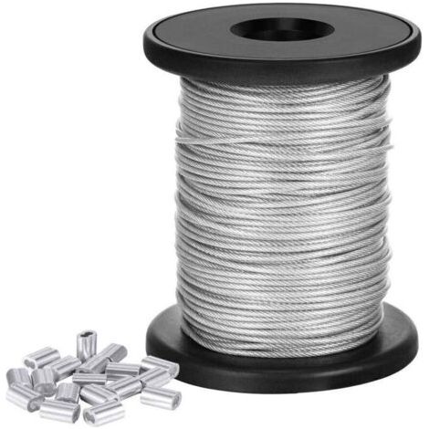Fil Suspendu de Cadre, Bobine de Fil d'acier Inoxydable, Fil de Suspension pour Cadre de 1.5mm30m avec 20Pcs Manchons à Sertir (1/5)