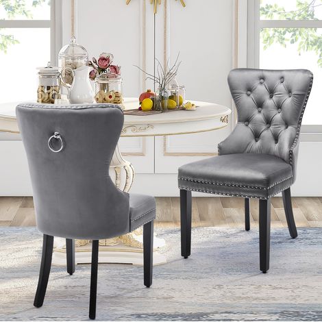 Juego de 6 sillas de comedor, 51 x 51 x 97 cm, terciopelo gris HAVRYA (1/5)