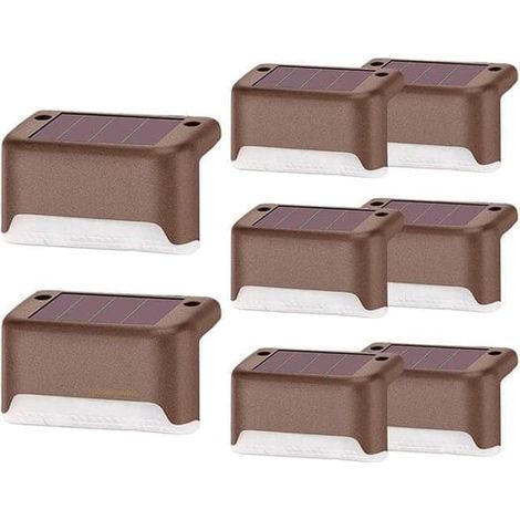 Lot de 4/8/12/16 lampes solaires d'extérieur, lampes solaires LED étanches pour escaliers, clôtures, jardins, terrasses et alléesTFTF Marron 8 pièces - taille (1/5)