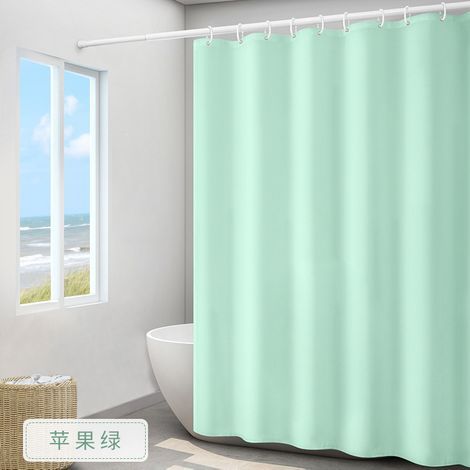Rideau de Douche Extra Long Tissu Vert Brume Lavable et Imperméable Rideau Baignoire en Polyester Textile Anti Moisissure pour Salle de Bain 180x220cm avec 12 Crochets (1/5)