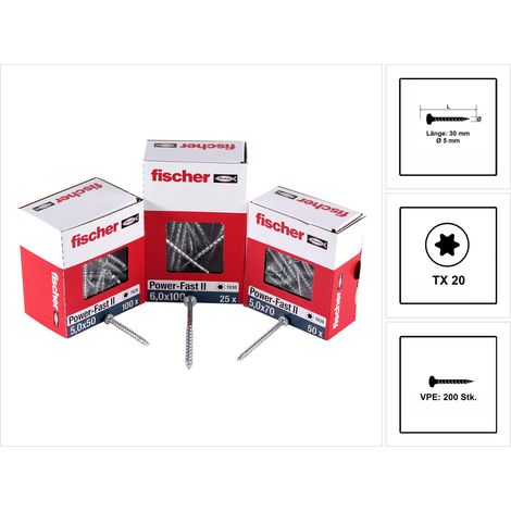 Vis pour panneaux agglomérés Power-Fast II 5,0x30 PH blvz VG TX, UE 200