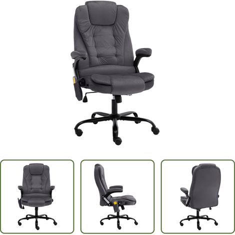 vidaXL Rückenmassage -  Massage-Bürostuhl Dunkelgrau Samt