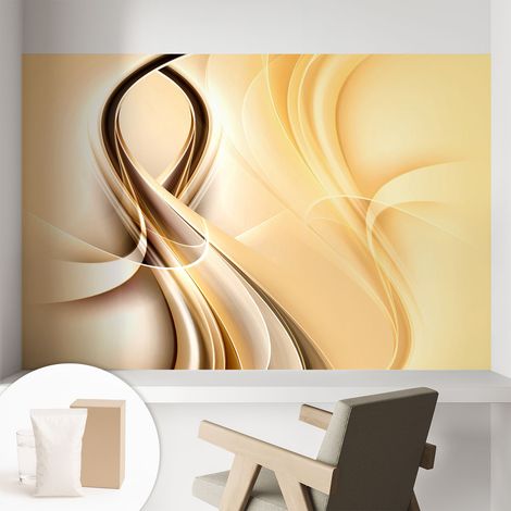 Papier peint intissé mural avec colle pour salon et chambre Décoration murale rapide - Colle incluse gratuite Lignes ondulantes 104x70 cm (1/5)