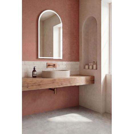 Miroir rétroéclairé à LEDS lumière chaude variateur d'intensité fonction anti buée BASS arche 100x55 cm SAM