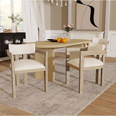 2 sedie da pranzo in legno massello e lino naturale, con braccioli, stile classico ed elegante,57.5×60.5×78.5cm (1/5)