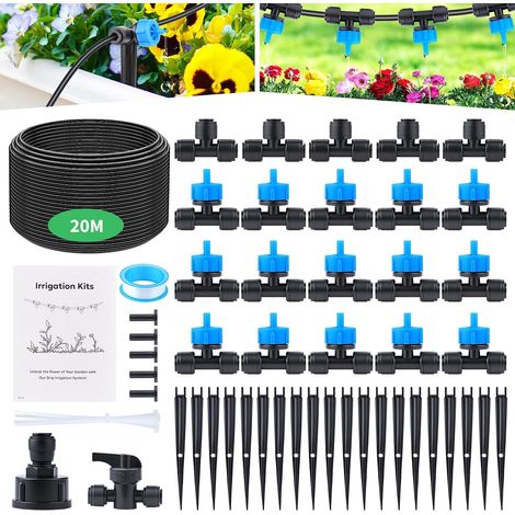 Garden Irrigation System 60pcs Drip Irrigation Kit [20M Irrigation Pipes] Balanced Pressure Drip Watering Kit for Garden Lawn Greenhouse Plants (1/5)