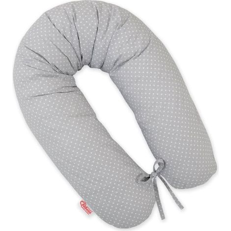 Funda de almohada de algodón para la almohada de embarazo larga - Lunares sobre fondo gris (1/4)