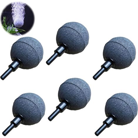 6 Pièces Diffuseur Bulle Aquarium, Pierre d'air, Pierre à Bulles Nano, Aquarium Oxygen Stone, Tuyau Connectable 4mm/8mm, pour ÉTangs, Réservoirs à Poissons, Pompes à Air, Hydroponique (1/5)