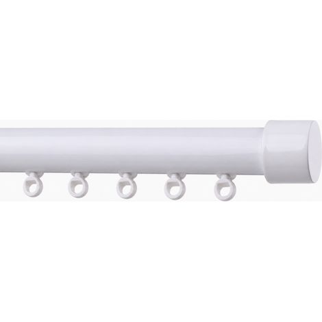Kit rail à rideau Ø20 mm Blanc 400 cm - Embout Bouchon - Fixation Murale (1/5)