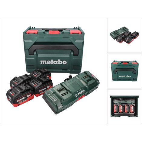 Metabo Basic Kit - 4x baterías LiHD 18 V 10,0 Ah Li-Ion CAS system (685143000) + cargador doble ASC 145 DUO + metaBOX