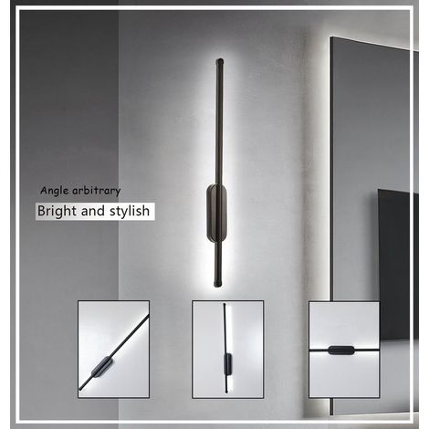 10W LED Applique Murale Lumière Blanche Lampe Design de Ovale 60cm Luminaire d'Intérieur Industrielle Créative pour Escalier Lavabo Salon Chambre Noir (1/5)