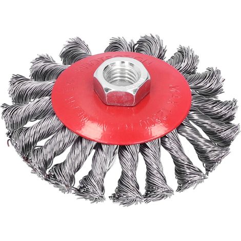 Gedrehte Drahtbürstenscheibe, geknoteter Schleifbecher, Schleifwerkzeug zum Entfernen von Rost und Farbe, M10x1,5 Mutter, 4 Zoll (1/5)