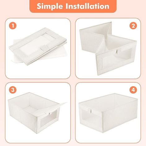 Boîtes de Rangement Vetement Fenêtre Transparente, 40x27x17 cm Panier de Rangement Pliables, Rangements Vetement Chambre à Coucher, Boite Rangements Tissu Livres Jouets (1/4)
