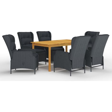 Set da pranzo da giardino mobili da esterno 7 pezzi grigio scuro 020013977