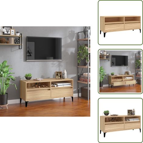 The Living Store TV-Schrank Sonoma-Eiche 100x34,5x44,5 cm Holzwerkstoff - TV-Ständer Holz