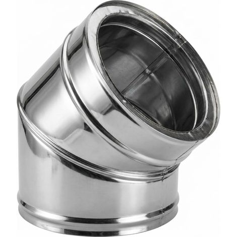 MAKA Curva 45 Gradi Canna Fumaria Doppia Parete Inox Ø 180-230 mm (1/5)