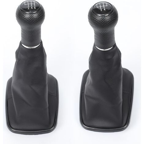 Passend für Bora Golf 4: Schwarze Leder-Schalthebel-Staubschutzhülle, Schalthebel, manuelle Steuerung, schwarze Linie, schwarzer Ring, großes Loch, 5 Gänge, ein Set. (1/4)