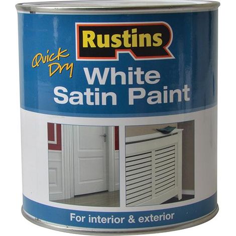 Rustins Quick Dry White Satin Paint 1 Litre