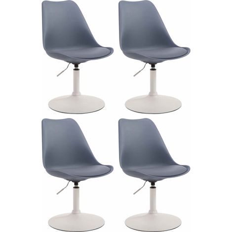Lot de 4 chaises de salle à manger pivotant et hauteur réglable siège en plastique bleu cadre en métal blanc 100006201 (1/4)