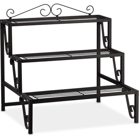 Portapiante in metallo a 3 livelli da esterno soggiorno balcone 150 x 80 x 30 cm in ferro nero 130008323