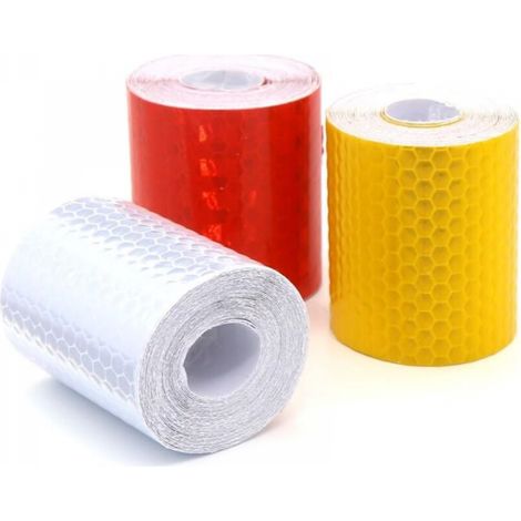 3 rouleaux de ruban réfléchissant Ruban adhésif pour sécurité Ruban d'avertissement Ruban de marquage de sécurité 5cm x 3m- (1/5)