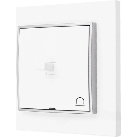 Interruptor de timbre, estilo estadounidense, Karlik mini, blanco/plateado (1/3)