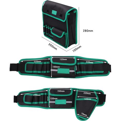 Tuosen Werkzeugtasche für Elektriker mit großem Fassungsvermögen (Fanion-/Schultertasche/Multifunktionale wasserdichte Oxford-Tasche/Tasche für Elektrobohrmaschinen/Mitteltasche mit acht Fächern) 4311 (1/5)
