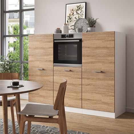 Cucine componibili piccole R-Line, Sonoma/Bianco, 180 cm senza piano di lavoro, Vicco