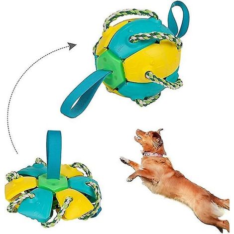Hundtuggbollar Träningsleksak Utomhushund Dragkampleksaker Rebound Flying Disc Ball Belöning Leksakshund För valpar Stor hund Blue yellow (1/5)