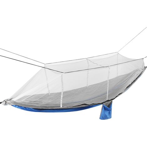 Hamac de Camping Léger avec Moustiquaire Intégrée - Simple ou Double, Portable et Compact (Bleu et Gris, Sangles Incluses) (1/5)