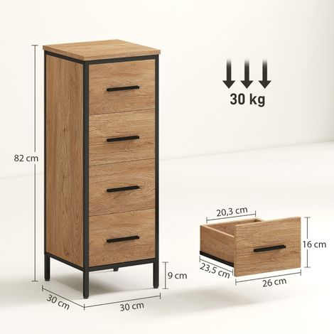 Meuble vasque salle de bain 4 tiroirs, rangement compact, design industriel, panneaux agglomérés et métal, meuble sous lavabo moderne (1/5)