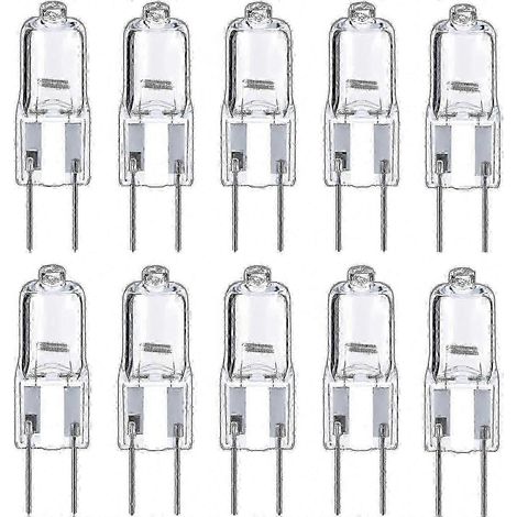 Lot de 10 ampoules halogènes G6.35 à 2 broches, 12 V 35 W, blanc chaud 2700 K, pour lustres, éclairage sur rail, luminaires d'extérieur et lampes de bureau. (1/5)