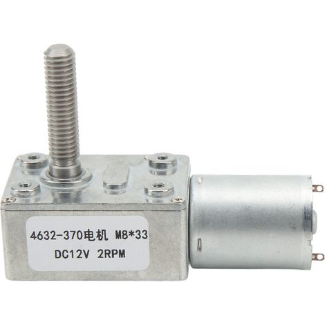 Moteur à Engrenage à Vis Sans Fin DC 12V 4632‑370, Haute Précision 2RPM, Arbre M8x33mm (1/5)